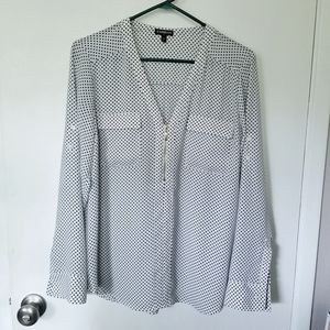 Express Portofino zip long sleeve polka dot blouse